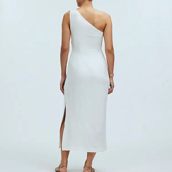 Madewell One-Shoulder Linen Blend Midi Dress in Lighthouse White Size 4 NWT - Picture 3 of 12